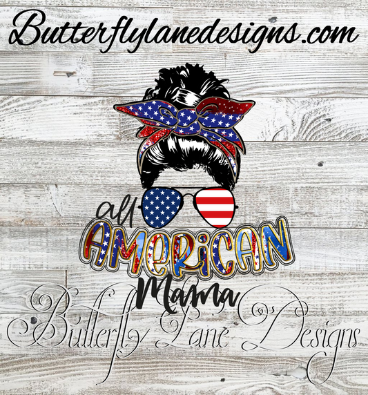 All American Mama-messy bun :: Clear Decal