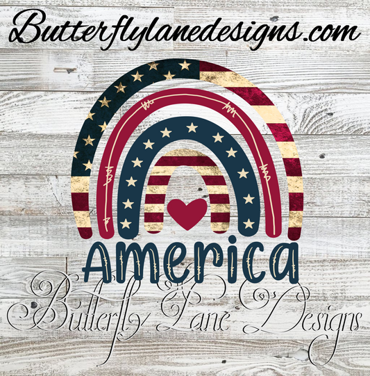 America-boho rustic rainbow USA :: Clear Decal :: VC Decal