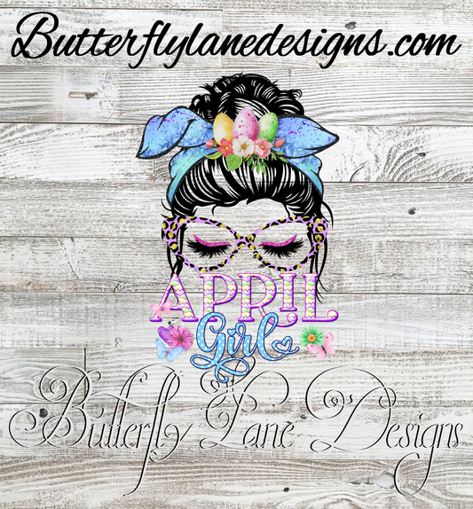 April Girl- Messy Bun :: Clear Cast Decal