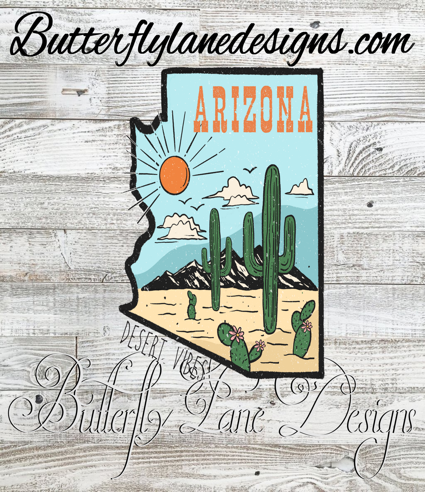 Arizona-desert vibes-retro style :: Clear Decal or VCD