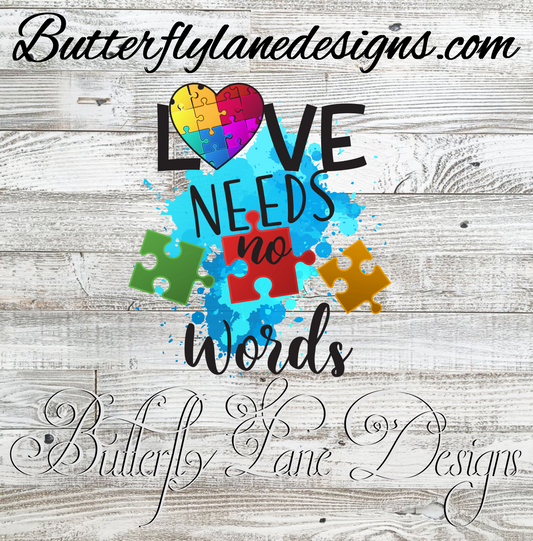 Autism-Love needs no words :: Clear Cast Decal