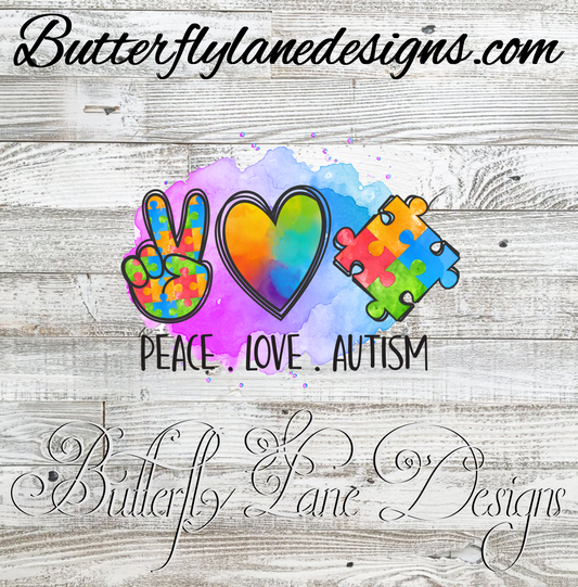Autism-Peace love autism  :: Clear Cast Decal