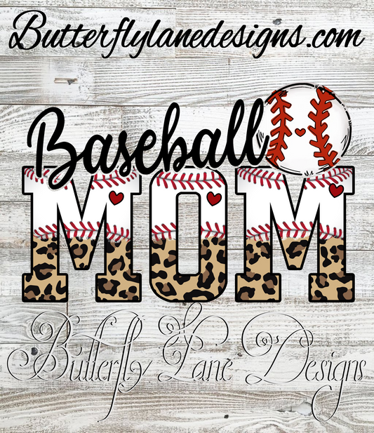 Baseball mom-Leopard Print :: Clear Decal or VCD