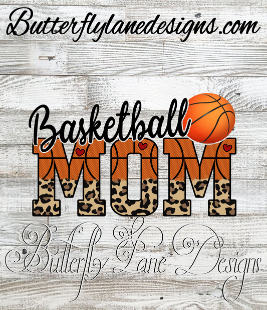 Basketball mom with leopard print :: Clear Decal or VCD