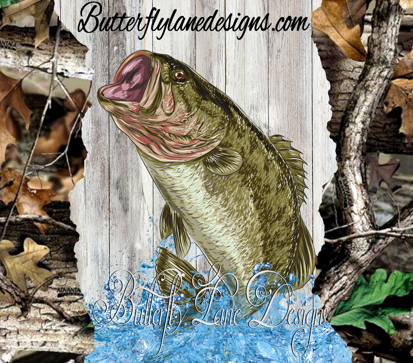 Bass-small mouth-camo-wrap :: Tumbler wrap