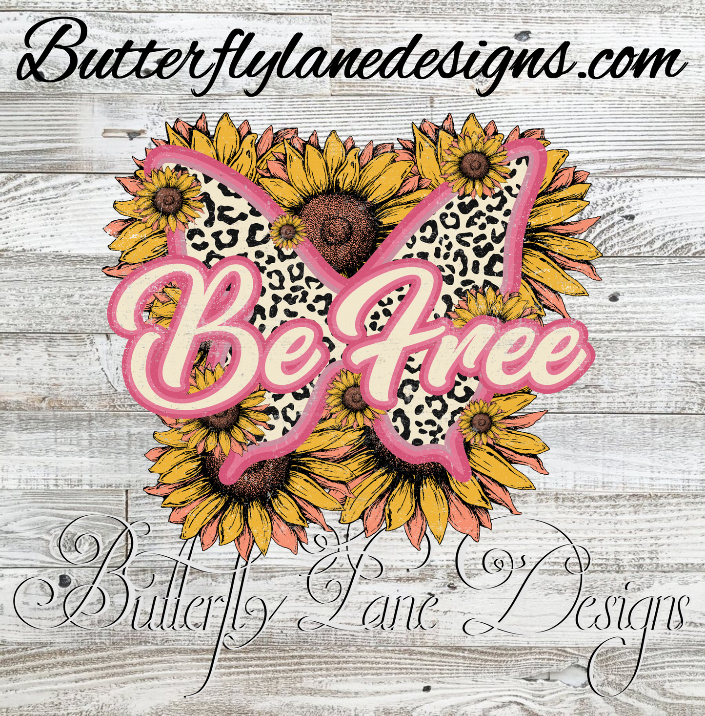 Be Free-Butterfly-sunflower-vintage :: Clear Decal :: VC Decal