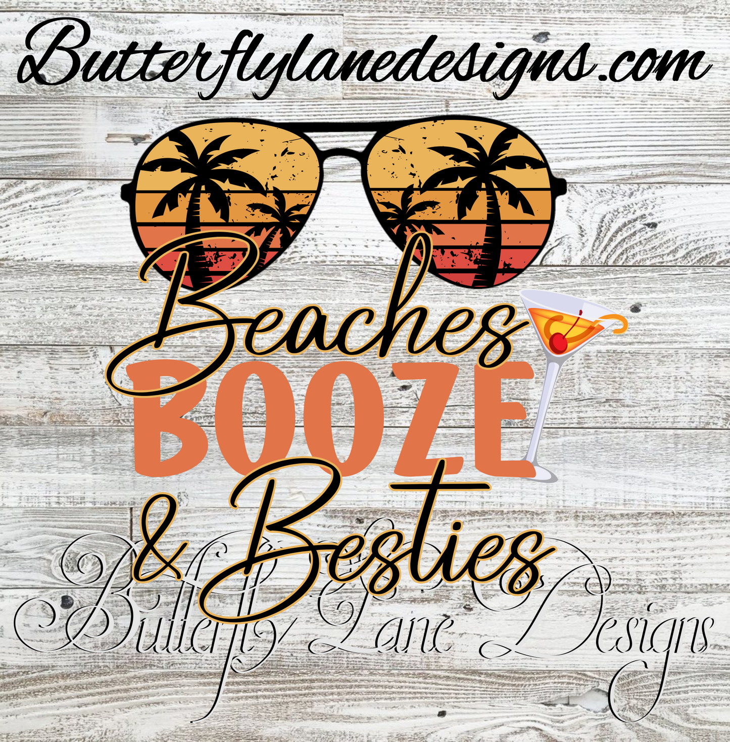 Beaches Booze & Besties  :: Clear Decal :: VC Decal