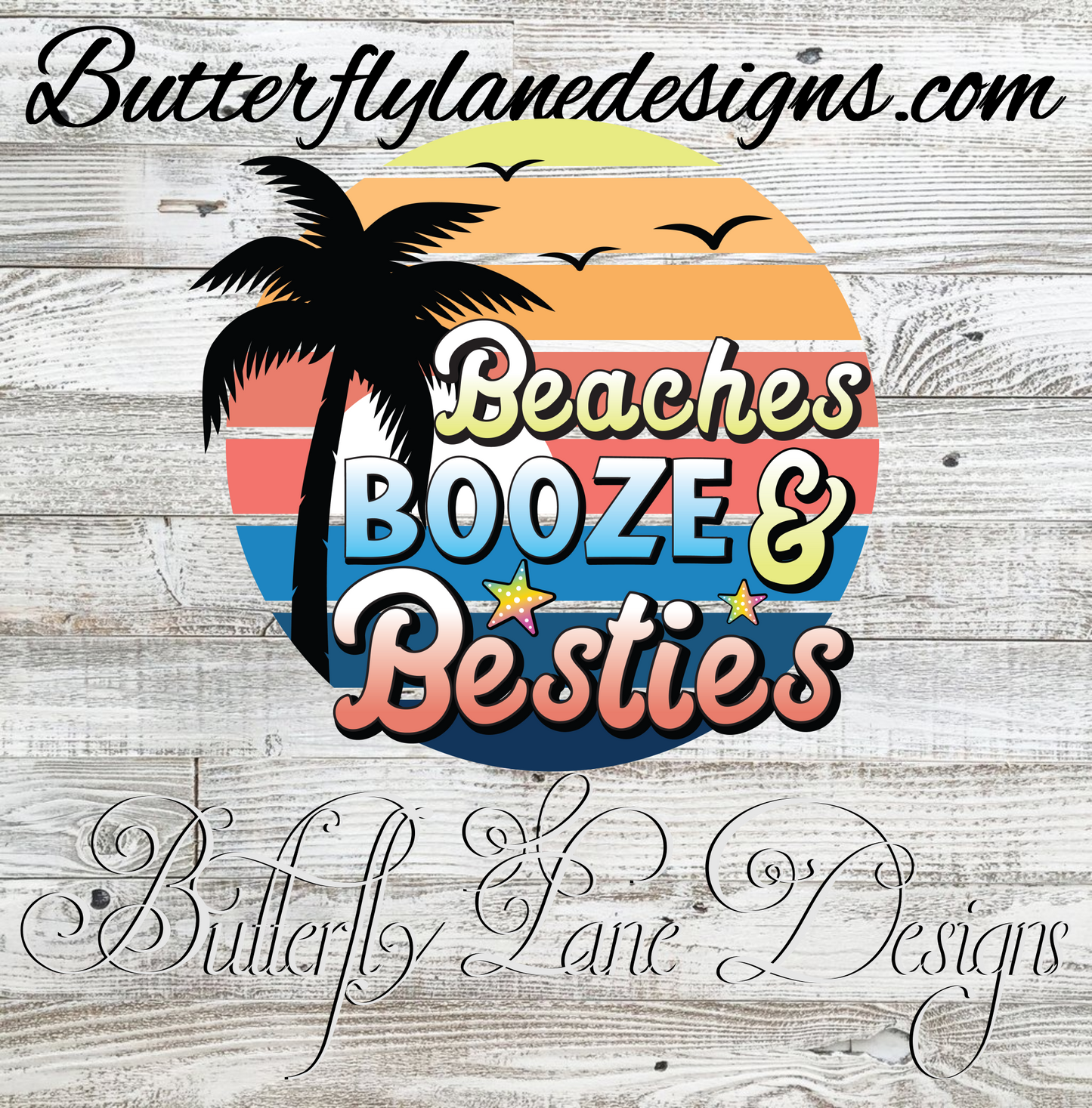 Beaches-booze-Besties-circle :: Clear Decal :: VC Decal