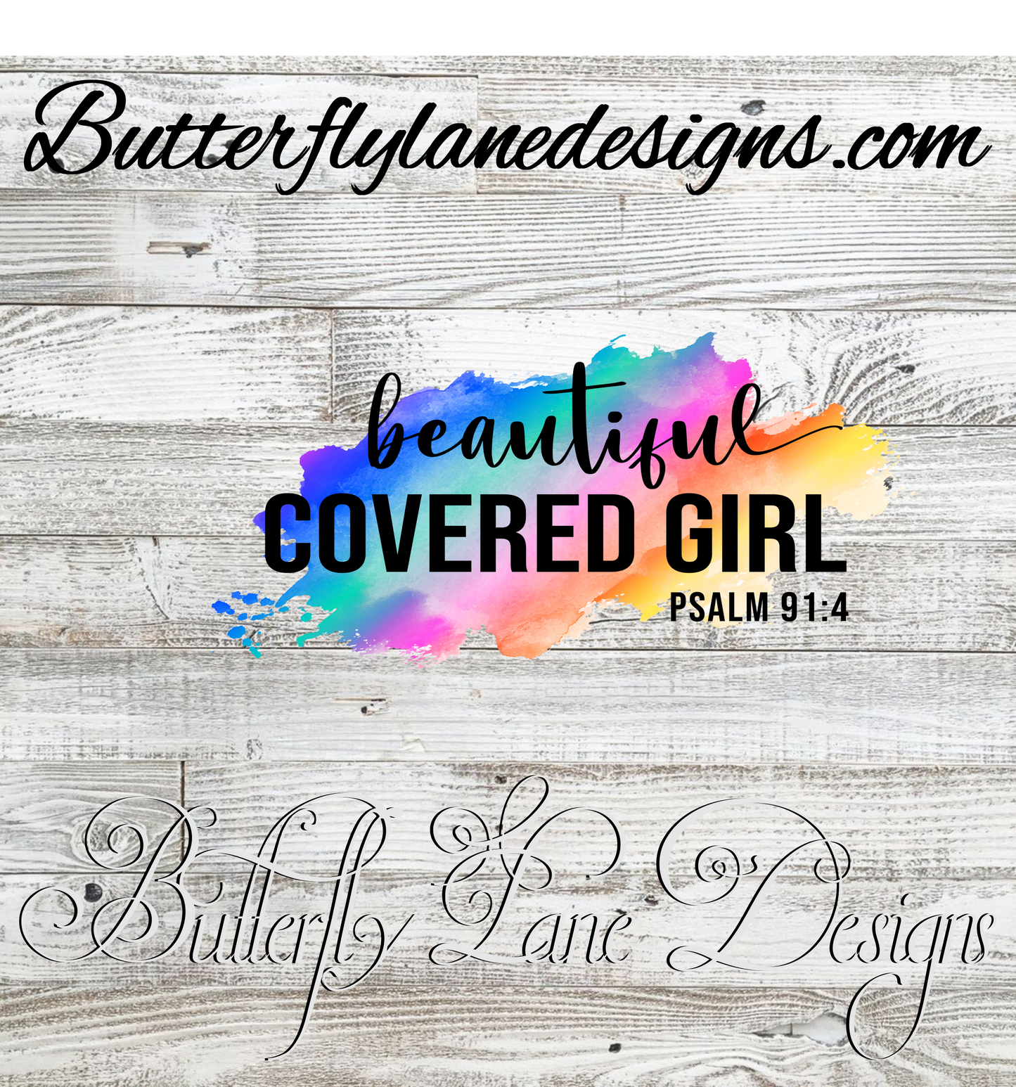 Beautiful covered girl. Psalms 91:4, Rainbow watercolor inks :: Clear Cast Decal
