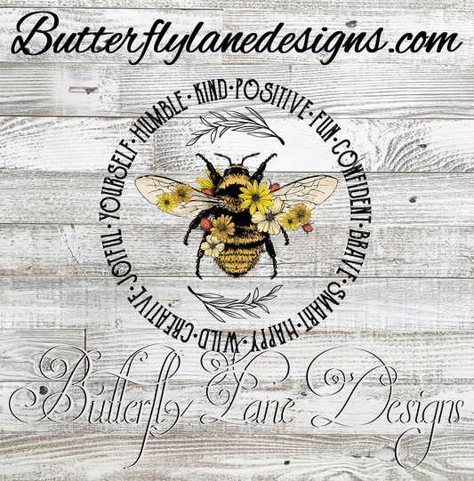 Bee Kind-Positive-yourself-brave :: Clear Decal :: VC Decal