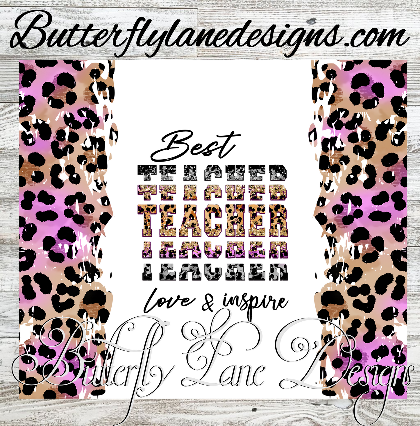 Best teacher-love-inspire-leopard print-:: White Cast Tumbler wrap