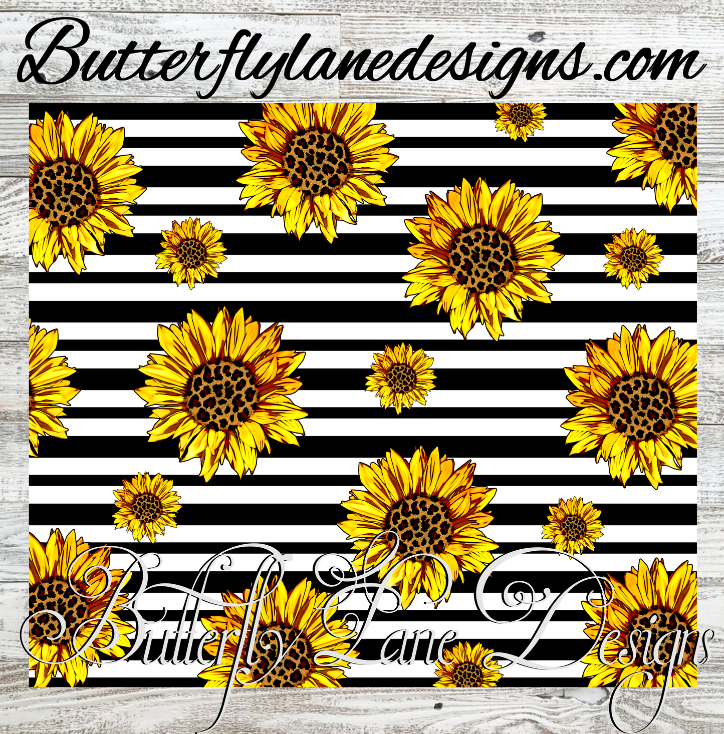 Black-White Stripes-Sunflower-leopard print-:: White Cast Tumbler wrap