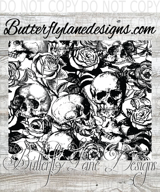 Black-white skull wrap-- :: Tumbler wrap