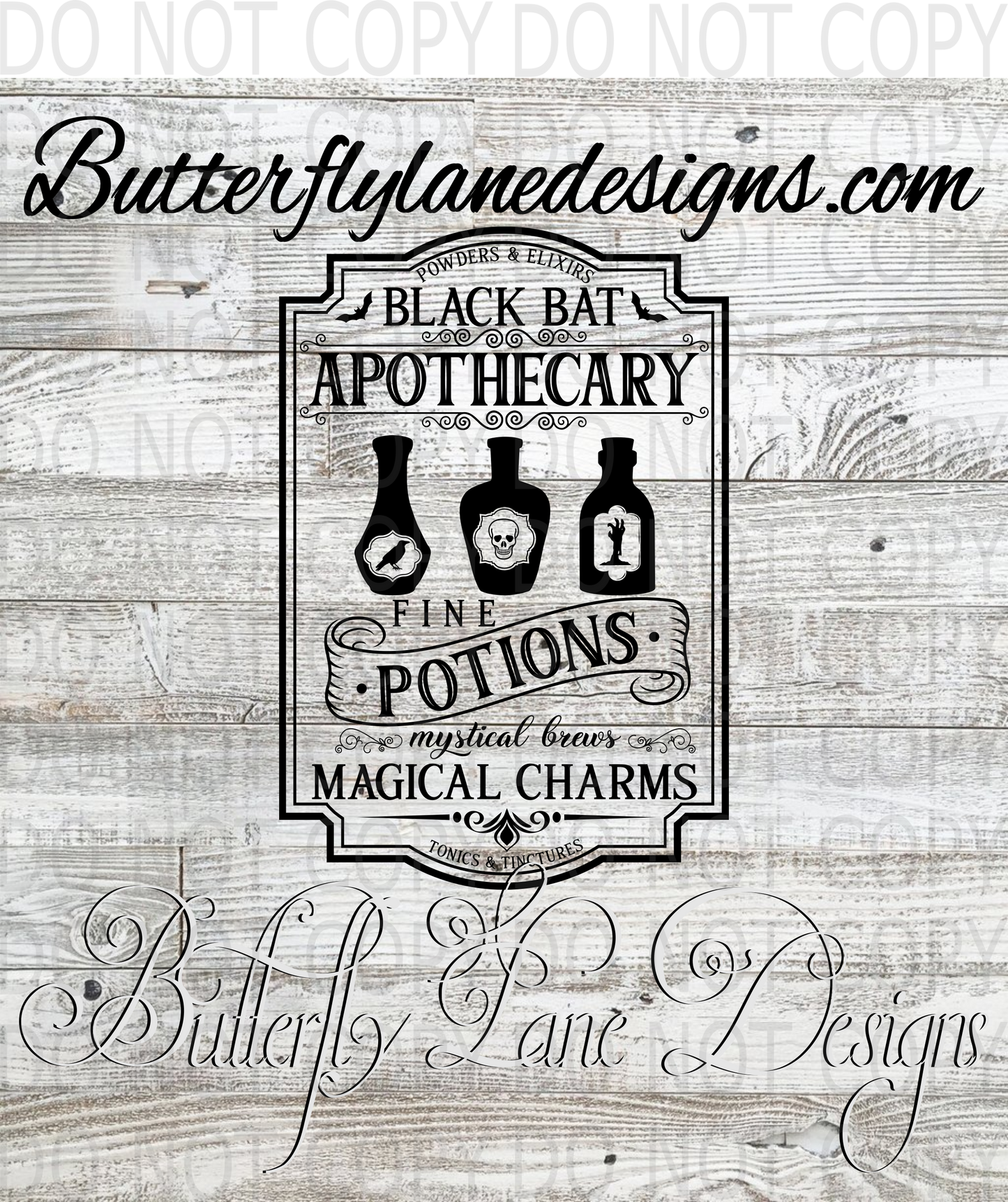 Black Bat fine potions; magical charms- :: Clear Decal :: VC Decal