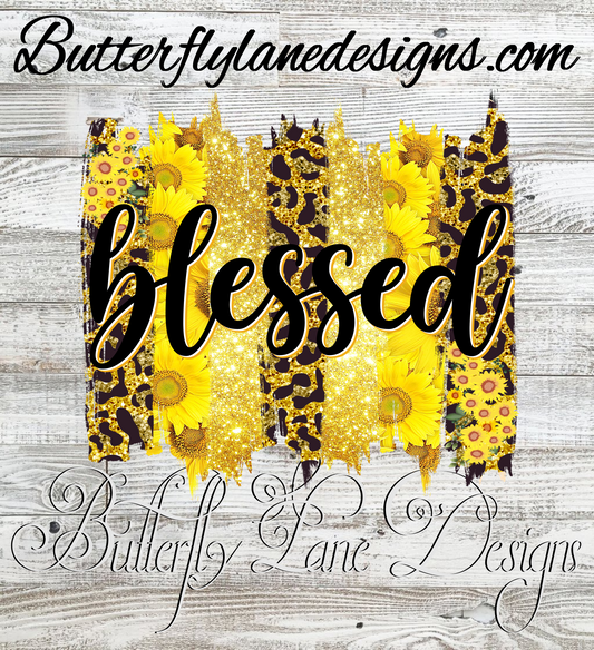 Blessed-Sunflowers -Leopard print brush strokes :: Clear Decal or VCD