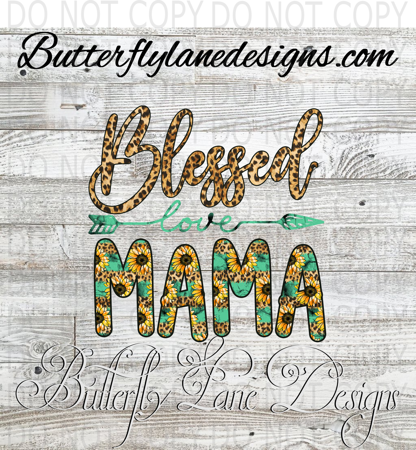 Blessed Mama-sunflower leopard print :: Clear Decal :: VC Decal