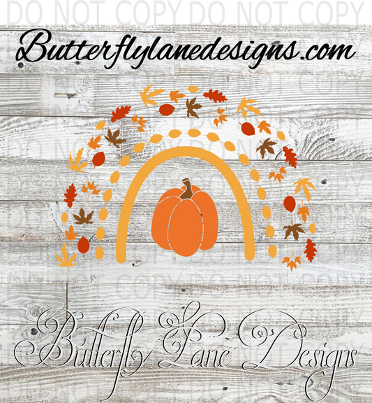 Boho fall leaf-pumpkin- rainbow 02 :: Clear Decal :: VC Decal