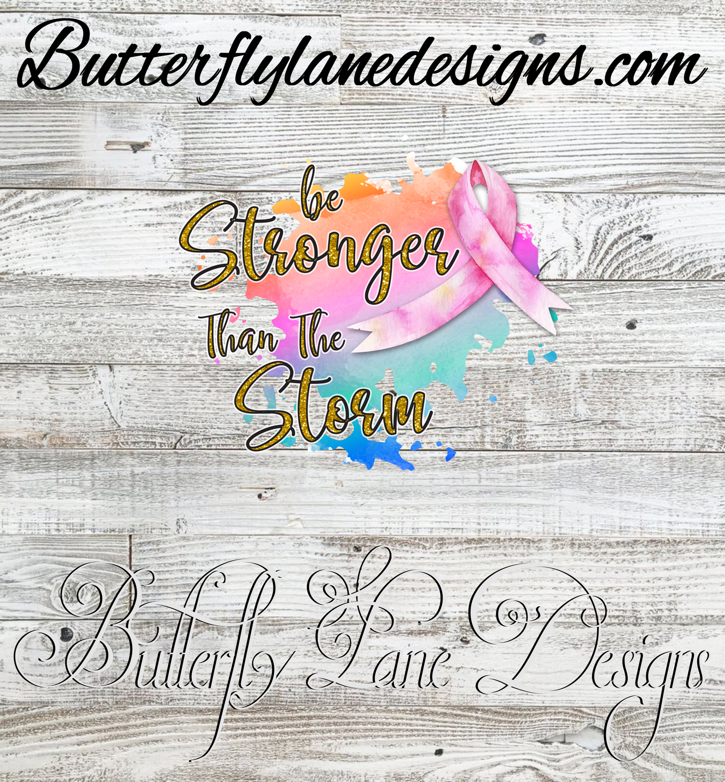 Breast cancer-Be stronger than the storm watercolor :: Clear Cast Decal