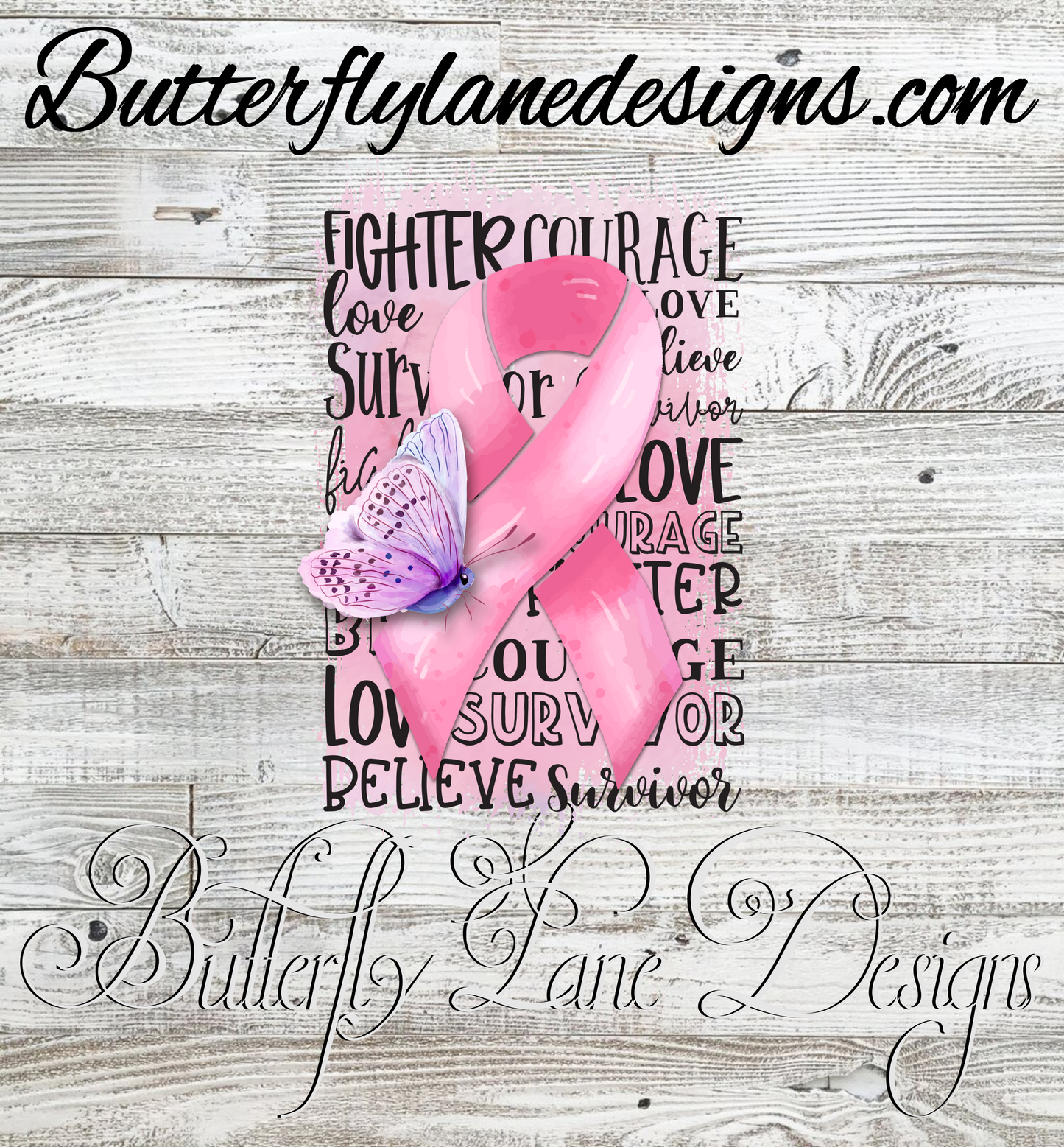 Breast cancer-Butterfly-Ribbon subway art  :: Clear Cast Decal
