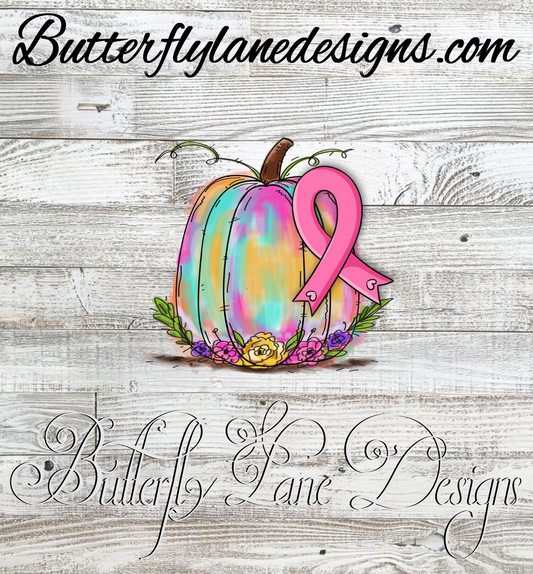 Breast cancer watercolor pumpkin :: Clear Cast Decal