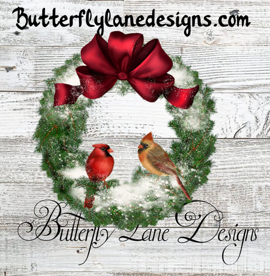 Winter Cardinals wreath :: Clear Cast Decal