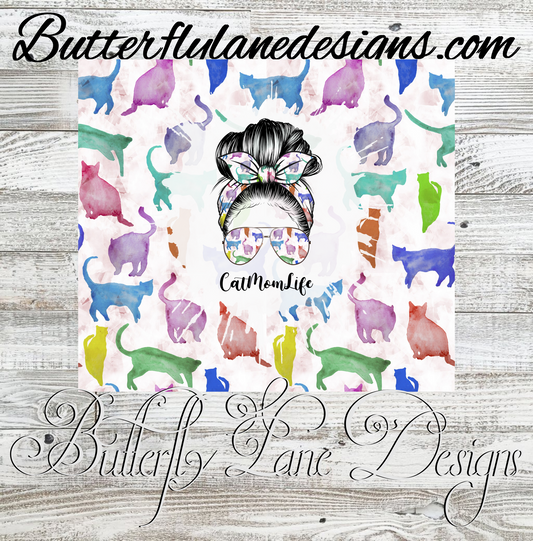 Cat mom life wrap-watercolor  :: Tumbler wrap