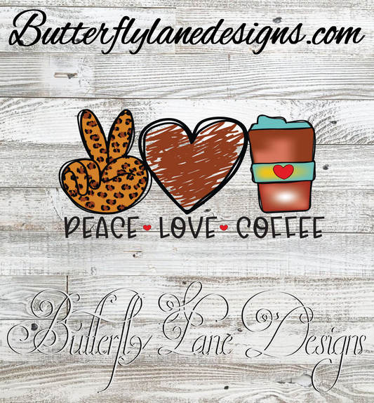 Peace love coffee :: Clear Cast Decal