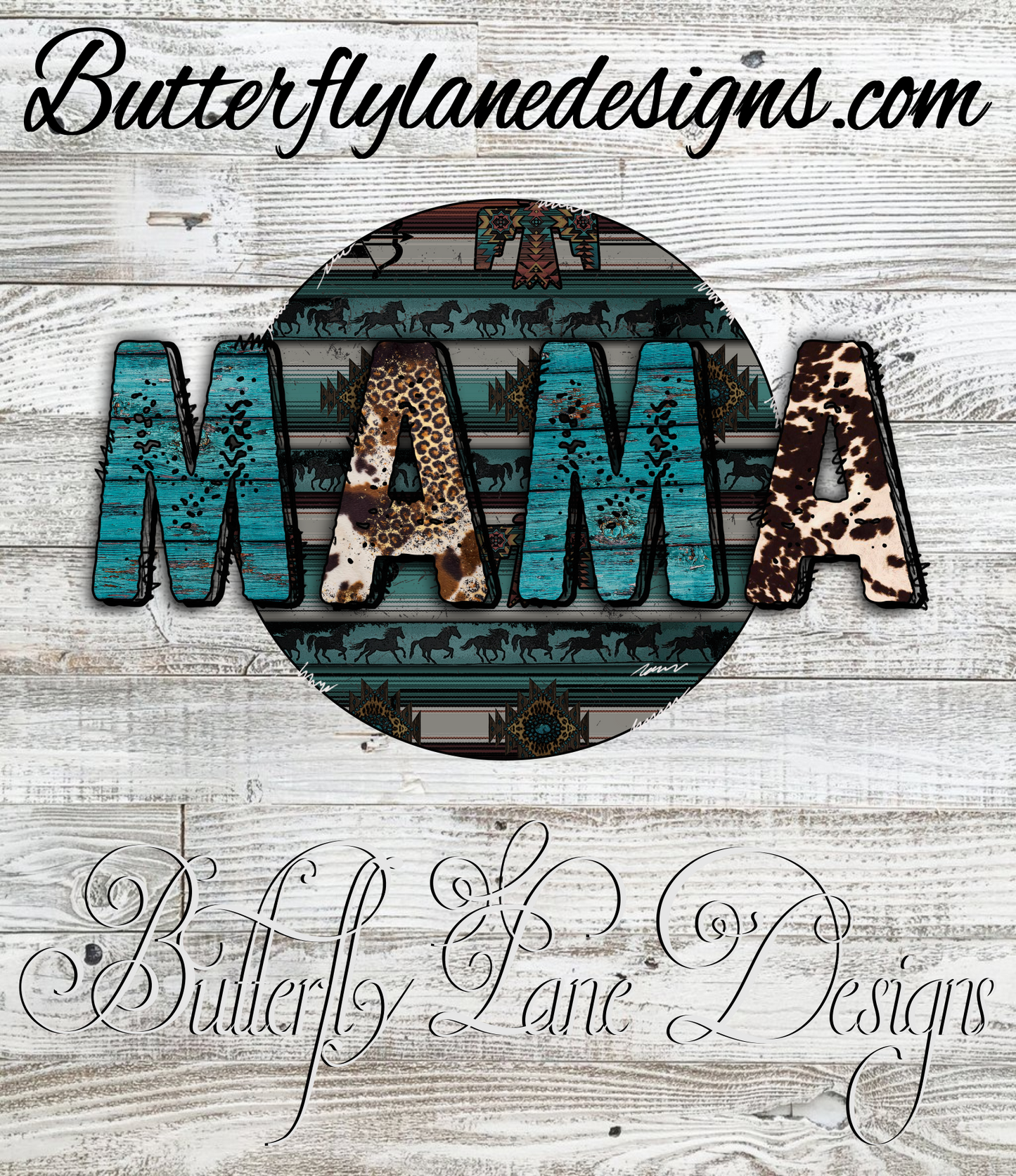 Country Western Mama teal-cow-leopard print :: Clear Decal or VCD