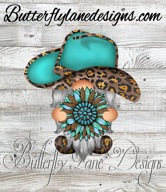 Country Western Turquoise gnome :: Clear Decal or VCD