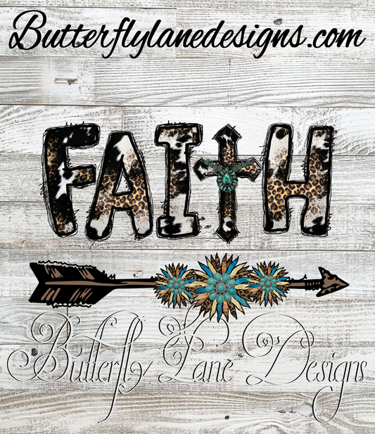 Country western-Faith arrow- turquoise :: Clear Decal or VCD