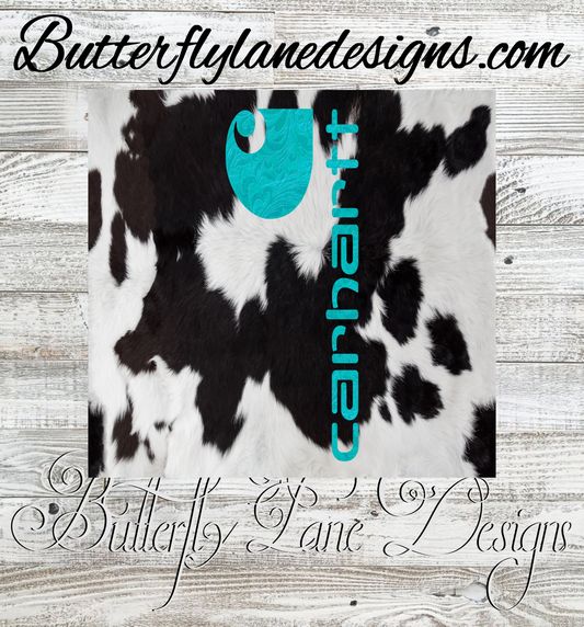 Cow hide-leopard print-teal :: White Cast Tumbler wrap