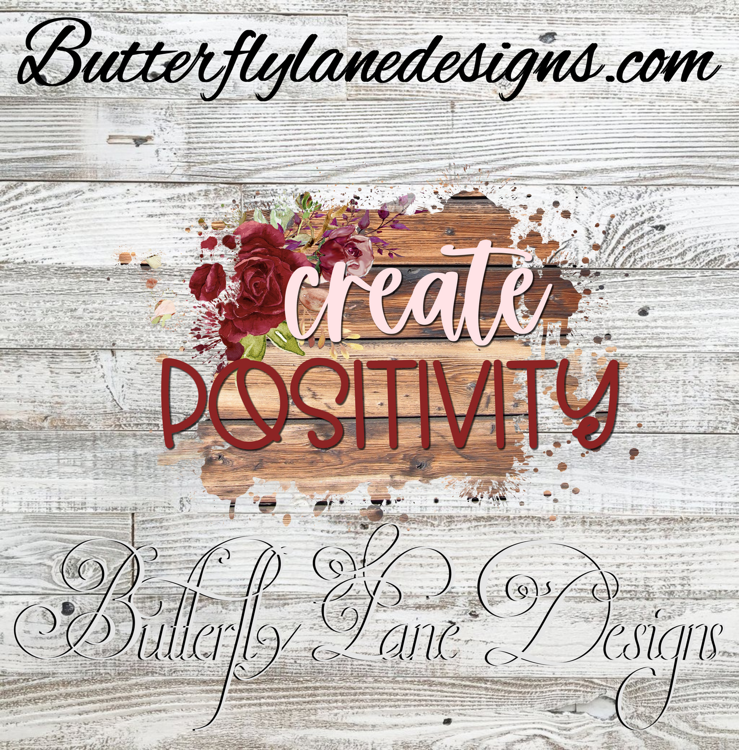 Create Positivity;  Red rose with brown planks :: Clear Cast Decal