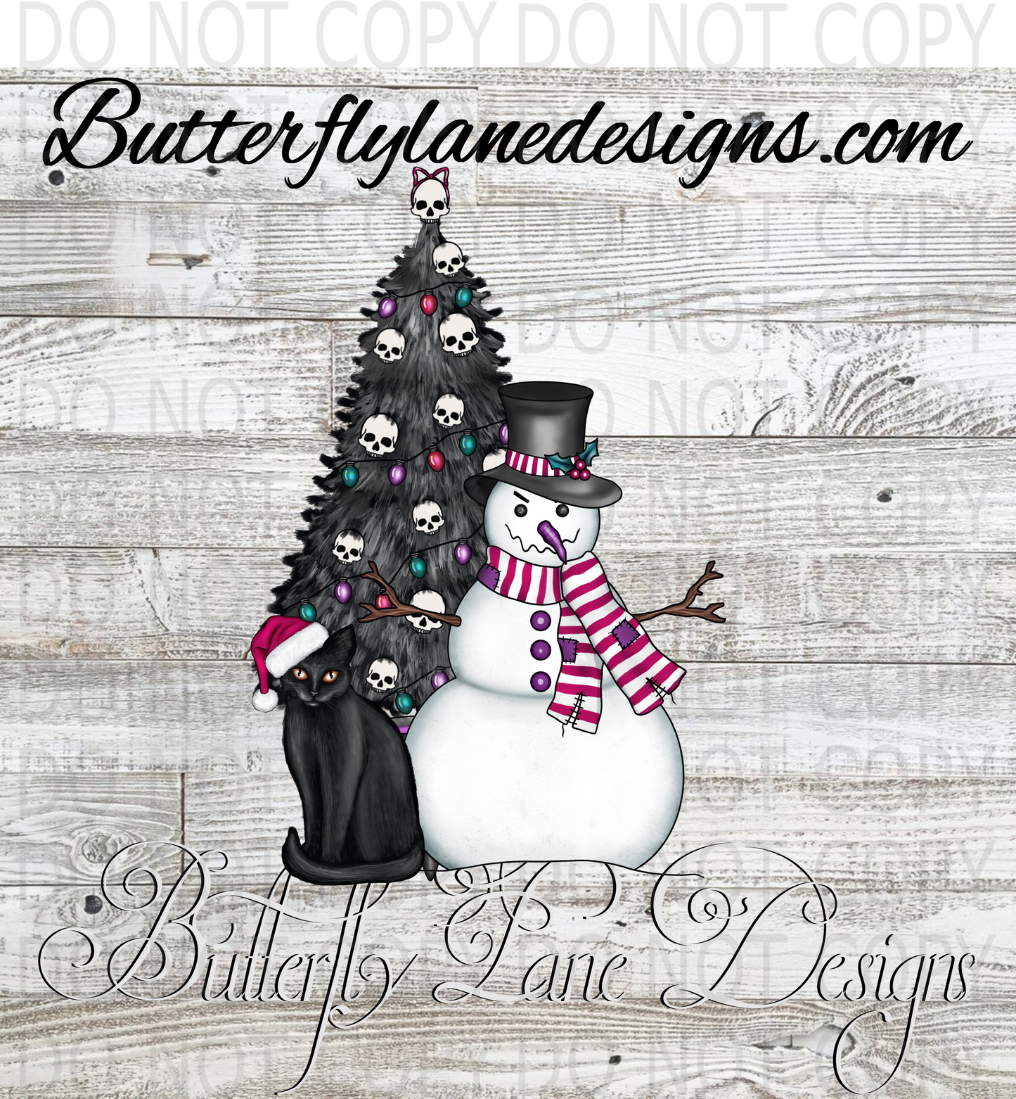 Creepy Christmas snowman-cat-tree :: Clear Decal :: VC Decal