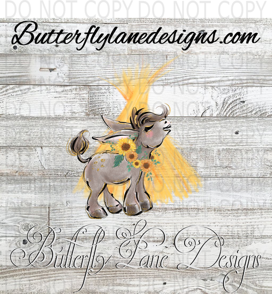 Cute baby donkey with hay 02 :: Clear Decal :: VC Decal