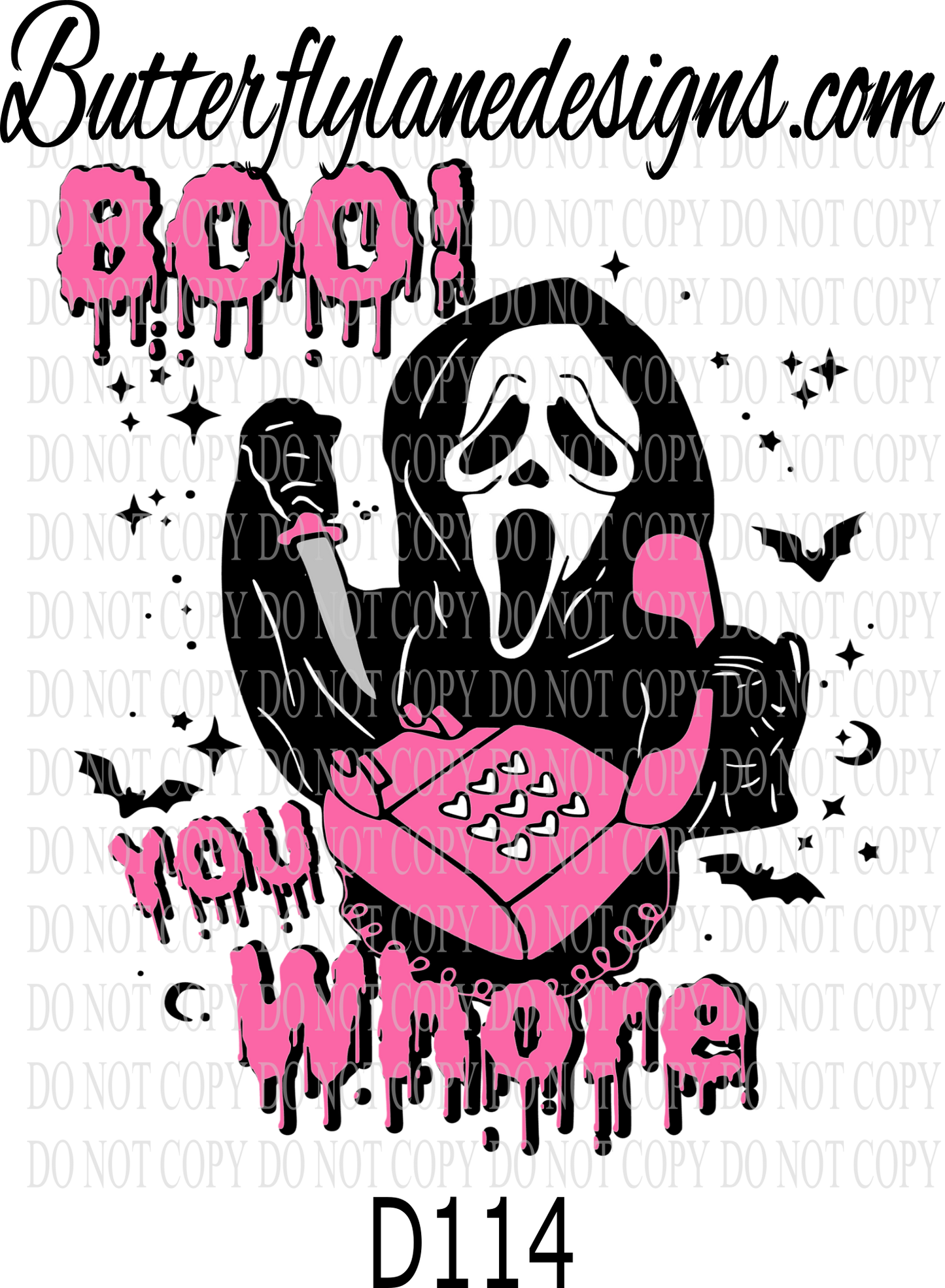 D114 Boo You Whore-Pink :: Clear Decal :: VC Decal