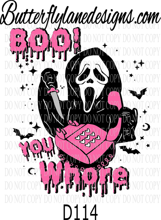 D114 Boo You Whore-Pink :: Clear Decal :: VC Decal