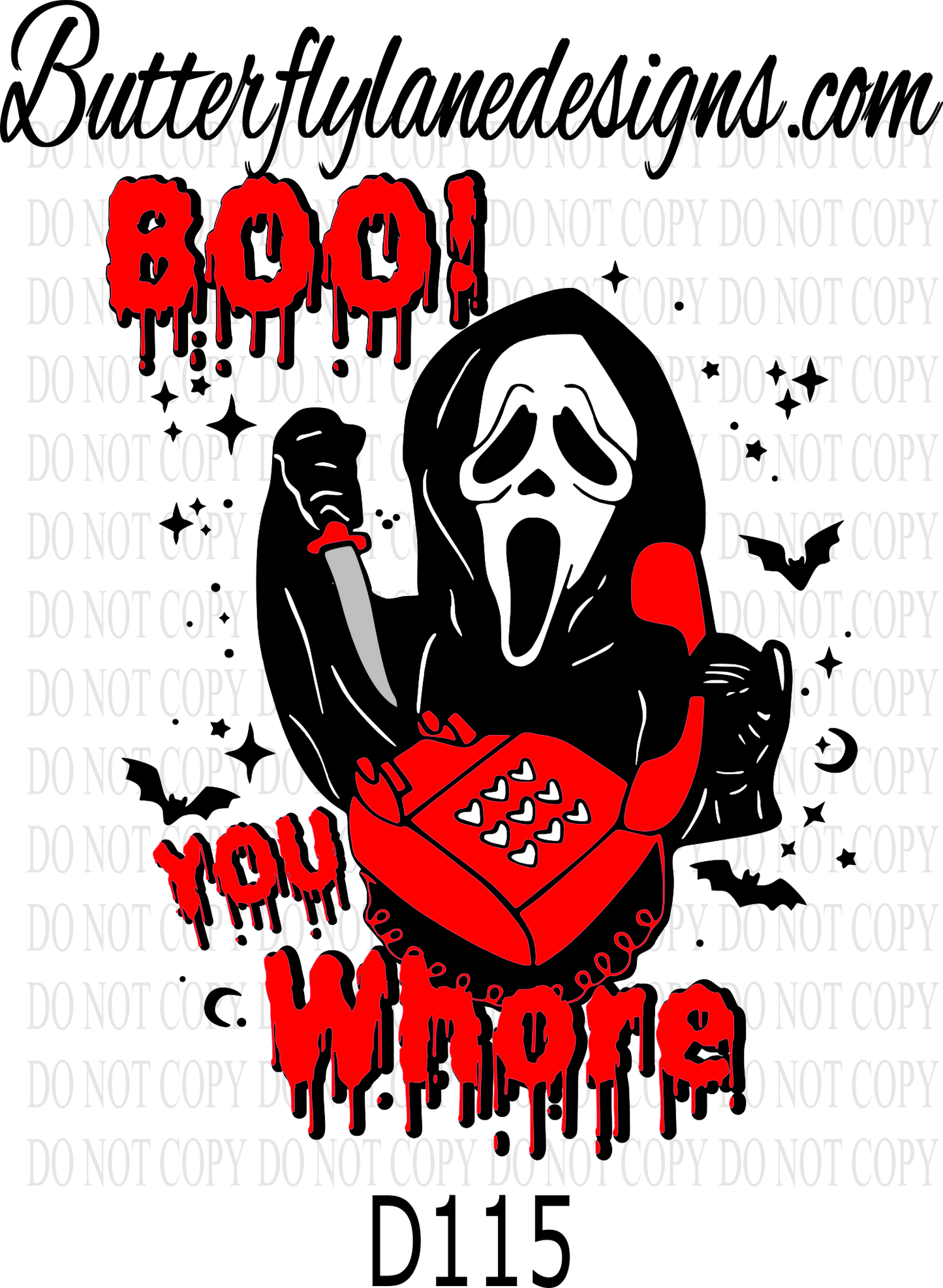 D115 Boo You Whore-Red :: Clear Decal :: VC Decal