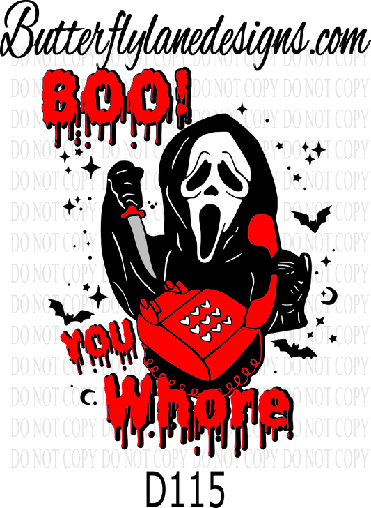 D115 Boo You Whore-Red :: Clear Decal :: VC Decal