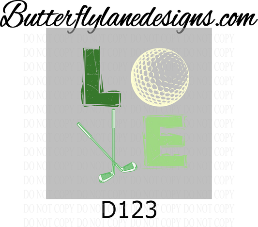 D123 Love-Golf :: Clear Decal :: VC Decal