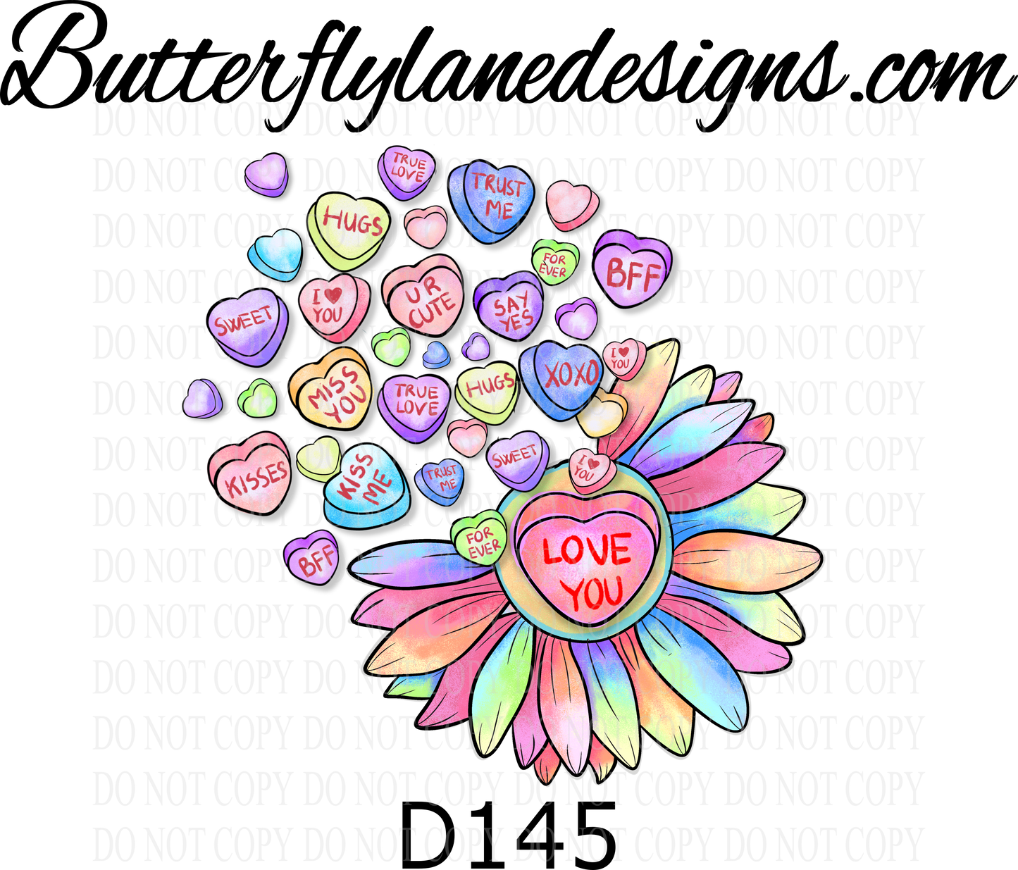 D145- Flower Convo Hearts :: Clear Decal :: VC Decal