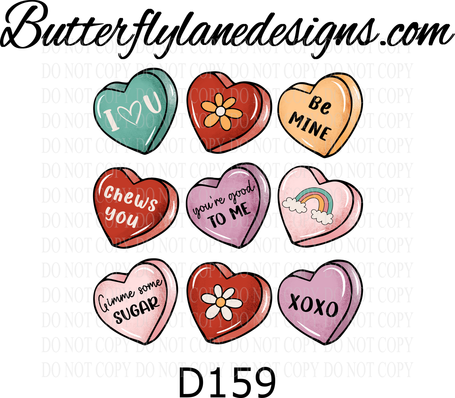 D159 Valentine-Love Hearts :: Clear Decal :: VC Decal