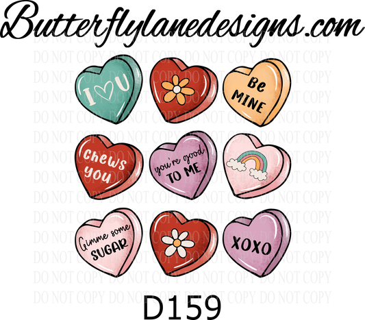 D159 Valentine-Love Hearts :: Clear Decal :: VC Decal