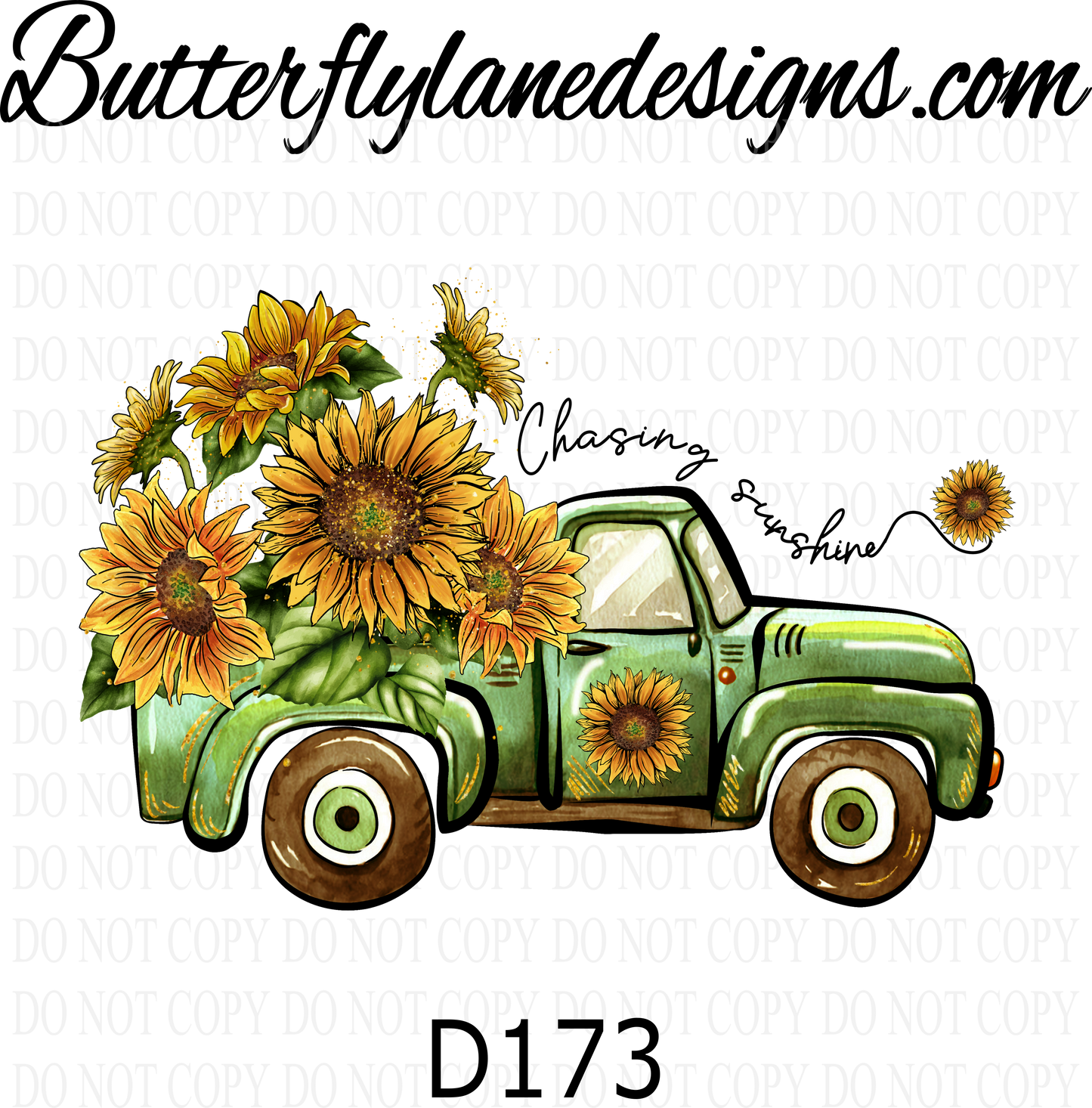 D173 Chasing Sunshine Sunflower truck :: Clear Decal :: VC Decal