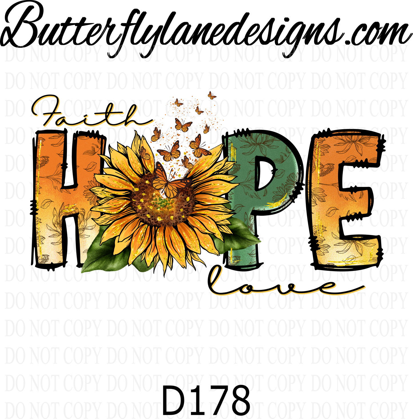 D178 Faith Hope Love-Sunflower :: Clear Decal :: VC Decal