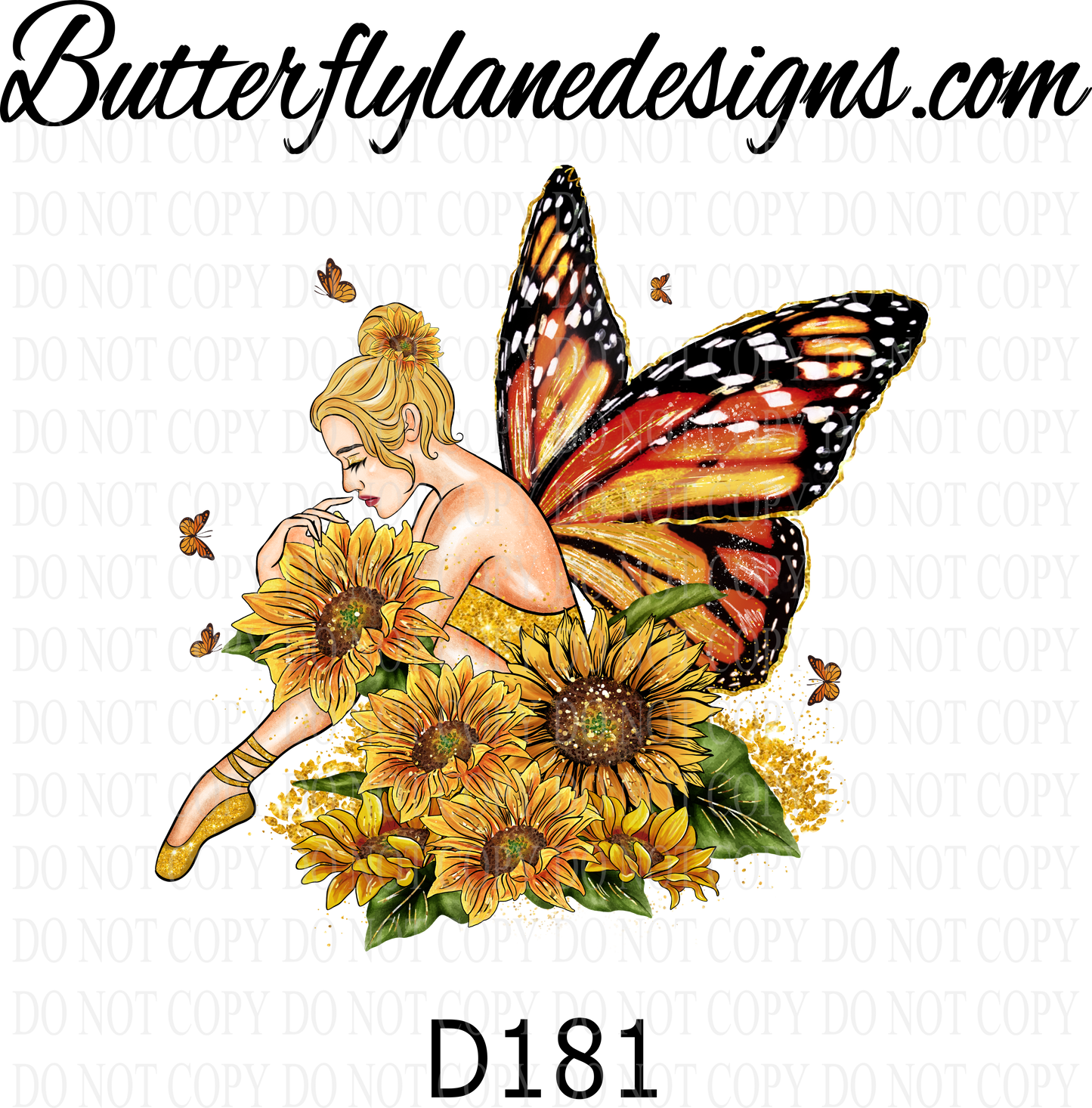 D181 Sunflower Butterfly Women :: Clear Decal :: VC Decal