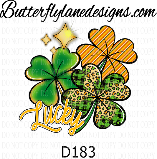 D183 St Patrick's-Lucky 1 :: Clear Decal :: VC Decal