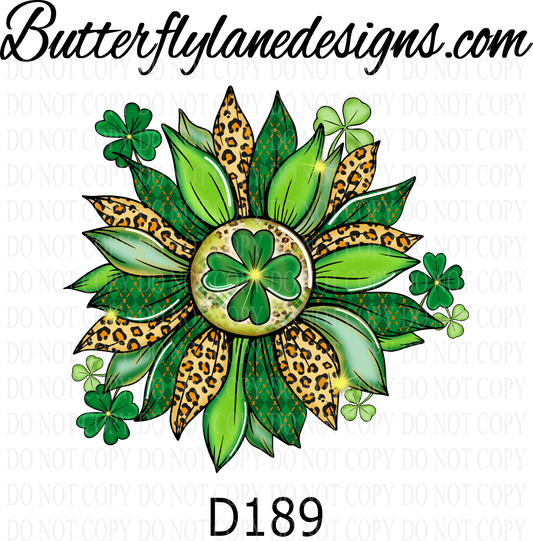 D189 St Patrick's green sunflower :: Clear Decal :: VC Decal