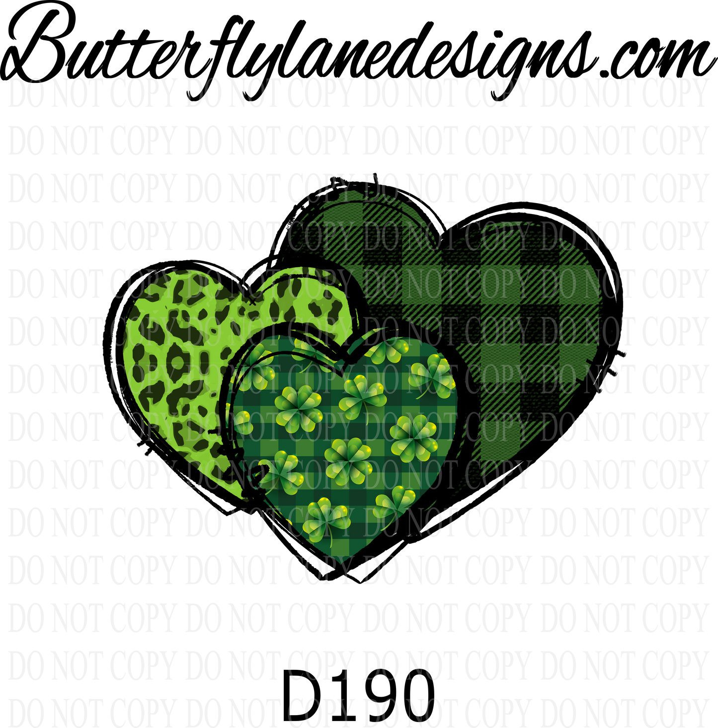 D190 St Patrick's Green Heart Trio-Plaid-leopard print :: Clear Decal :: VC Decal