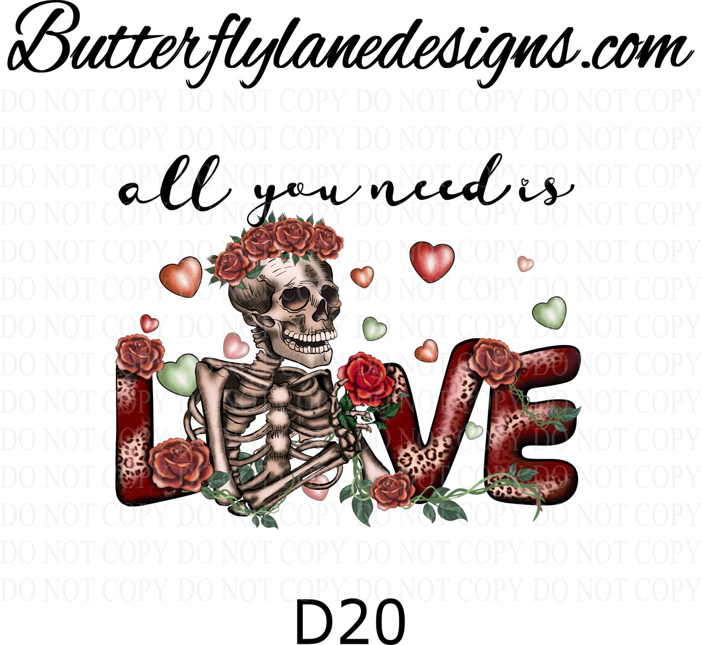 D20  All you need is love-Creepy :: Clear Decal :: VC Decal