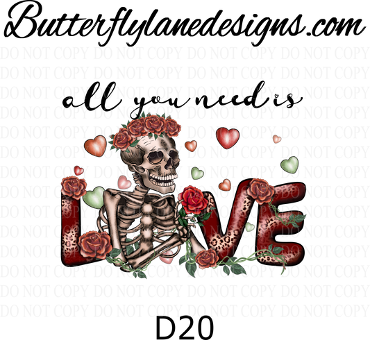 D20  All you need is love-Creepy :: Clear Decal :: VC Decal